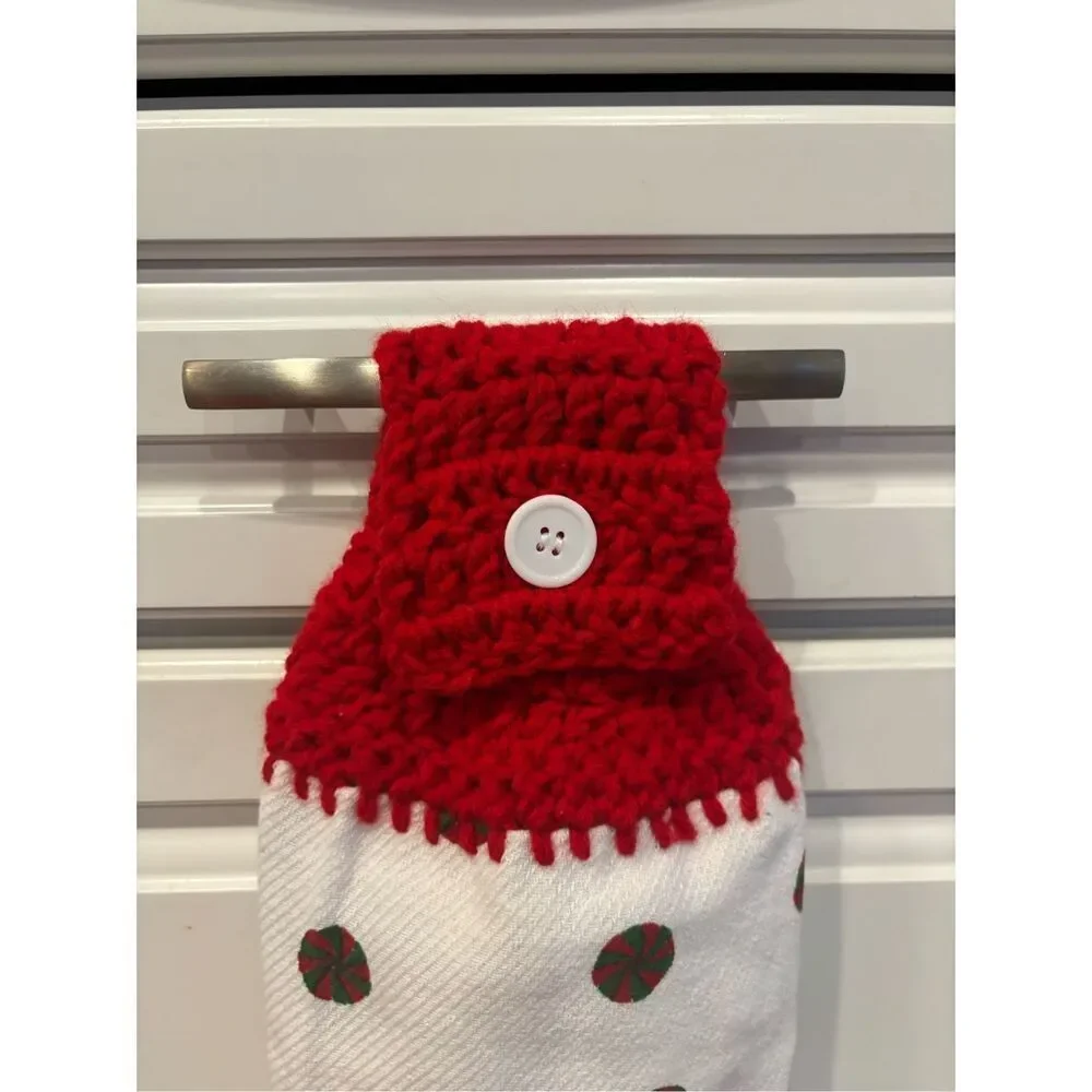 Crochet Top Kitchen Towel-Merry and bright